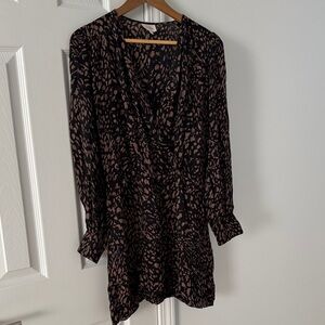 Parker Black and Brown Patterned Long Sleeve Dress Tunic L